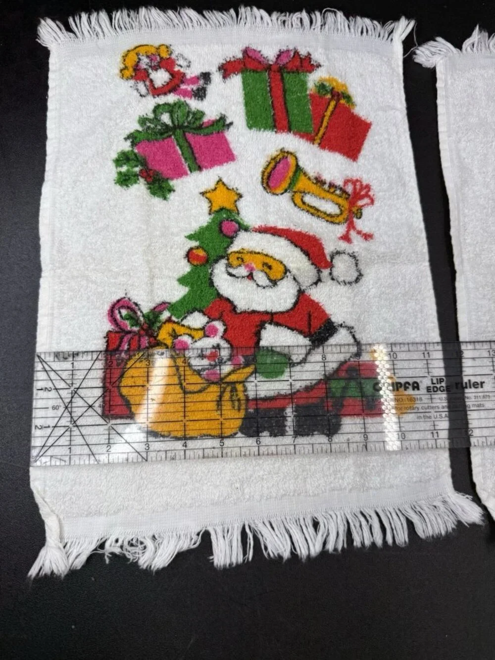 Vintage Retro MCM Christmas Santa Terry Dish Kitchen Tea Hand Towel Lot Of 2